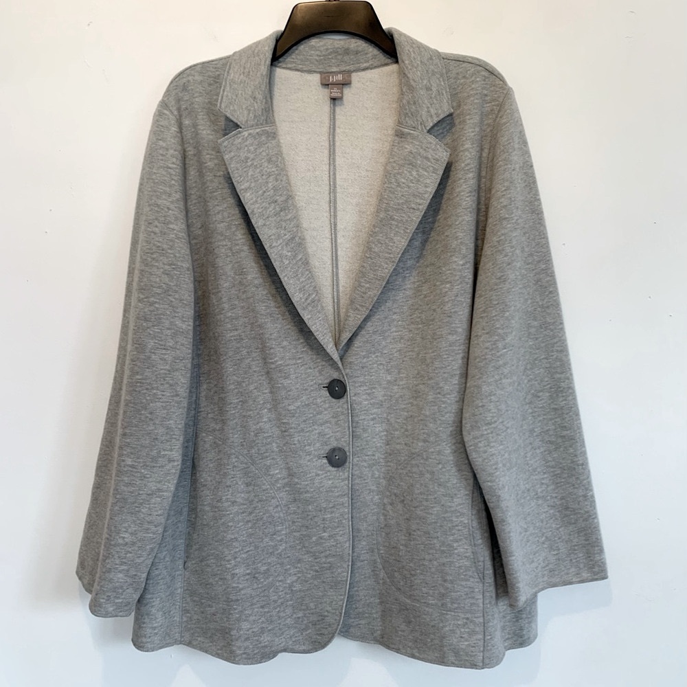 J. Jill Light Gray Knit Blazer Jacket